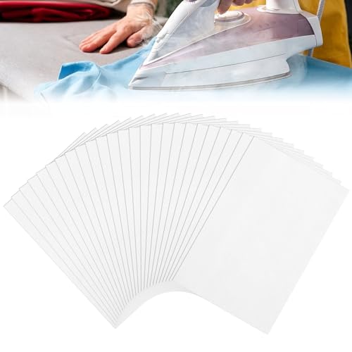FTISSLY Lot de 25 Feuilles de Thermocollant Double Face – TPU Transparent 20×30 cm – Découpable sur Mesure – Résiste au Lavage et à l’Étirement – pour Réparer Tissu, Jeans, Cuir, Feutre