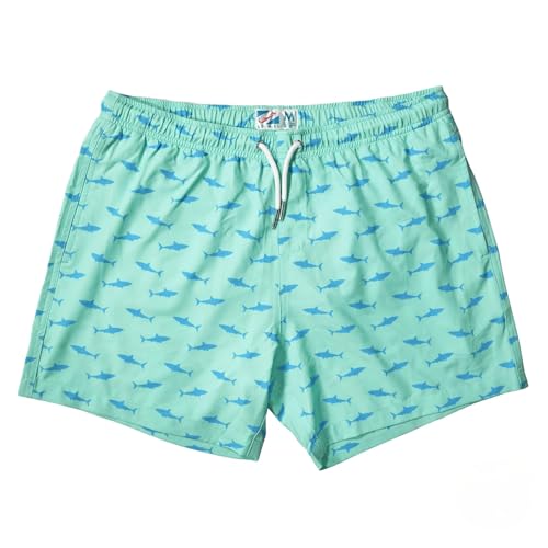 BERMIES Classic Mens Eco Friendly Swim Shorts | Great White | Quick Dry 5.5 Inch Inseam, Mesh Liner, 3 Pockets, Athletic Beach Shorts, 4 Way Stretch Fabric, UPF50 Protection | Large