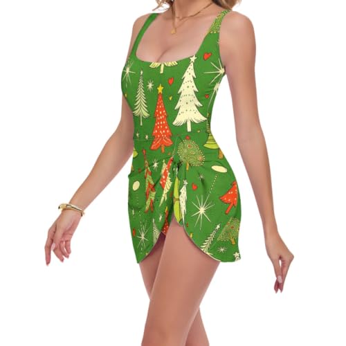 Maillot de bain une pièce plage et été au style rétro avec motif arbre de Noël
