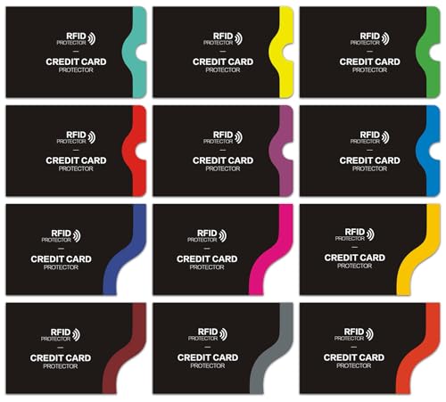 RFID Credit Card Blocking Case, 12-Piece Set, Multicolor Collection, Premium Identity Theft Protection Set for Men and Women, Slim Design, Fits in Wallet or Handbag