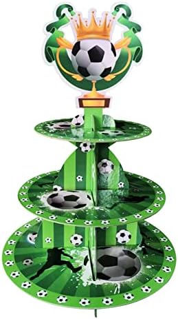Soccer Themed Birthday Party Supplies, Soccer World Cup 2022, Soccer Party Decorations, 3 Tier Soccer Cardboard Cupcake Stand, Soccer Cake Topper Sports Theme Party Supplies for Teenagers Birthday