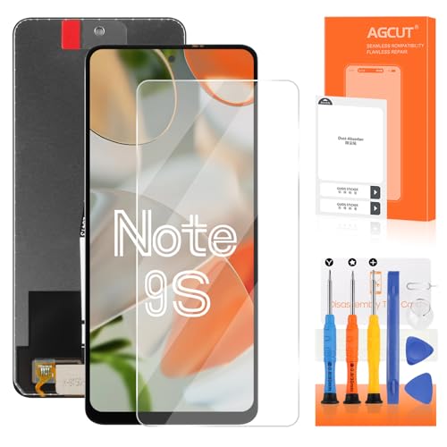 AGCUT Pantalla LCD para Xiaomi Redmi Note 9 Pro/Note 9S Pantalla para Xiaomi Redmi Note 9S M2003J6A1G M2003J6B2G LCD Touch Screen Digitazer Assembly con Kit de Reparación (Negro)