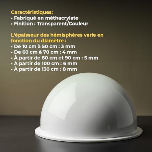 Demi-sphère avec rebord acrylique Ø100cm bulle plastique opaque