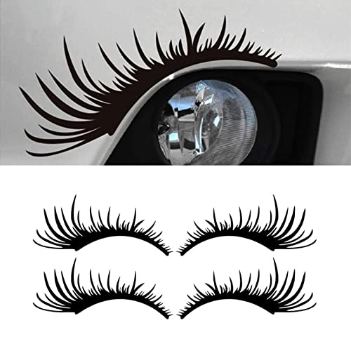 Cueclue 4 Pcs Car Headlight Eyebrow Stickers, Sexy Eyelash Car Sticker, 9.8" X 4.3" Auto Diy Body Decals, Universal For Car Door, Trunk, Tailgate, Window Blocked Scratches Decoration Stickers (Black) #TOP12