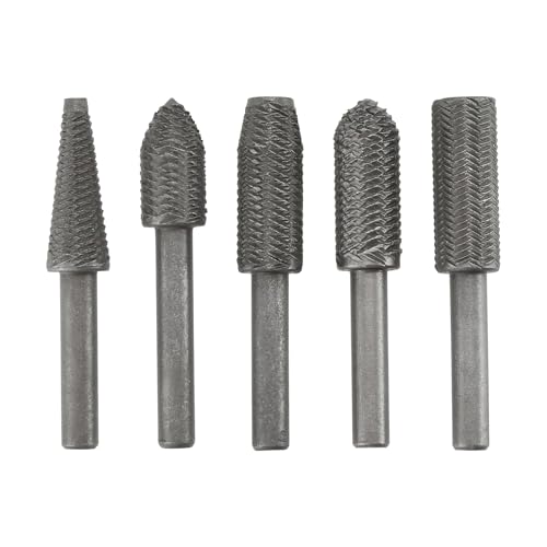 LT Easiyl 5 Pezzi Lima rotante in acciaio rapido Lunghezza 58,7 mm Diametro impugnatura 6,2 mm Punte per smerigliatrice per fresatura, limatura e sagomatura di acciai