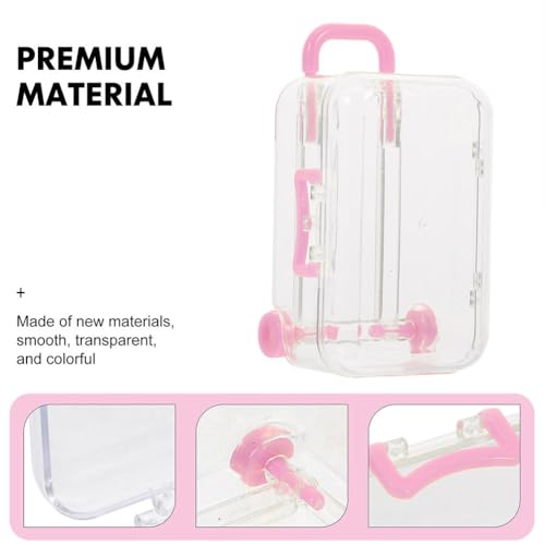 Mini valises à roulettes roses Angoily 24 pièces pour rangement de petits objets 7,3x5,1cm