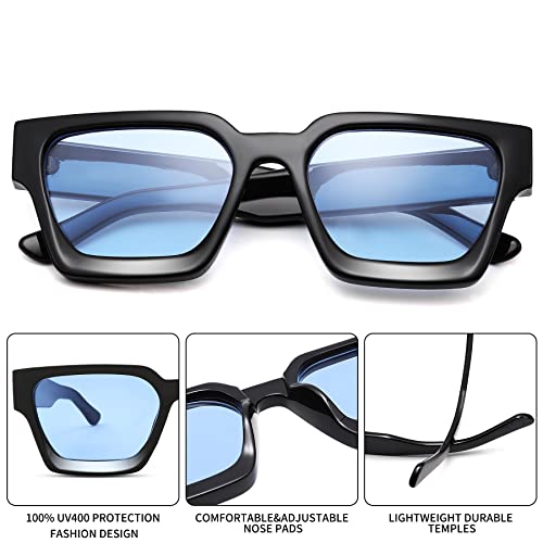 Square Sunglasses for Men Women Fashion Chunky Rectangle Shades UV400 Protection Sun Glasses3