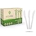 100% Compostable Knives - 140 Large Disposable Utensils (7 in.) Eco Friendly Durable and Heat Resistant Plastic Knives Alternative with Convenient Tray by Ecovita