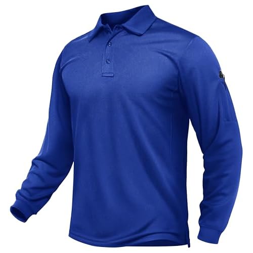 TACVASEN Men's Long Sleeve Polo Shirts Quick Dry Tactical Golf Collared Lightweight Work Breathable Moisture Wicking Outdoor