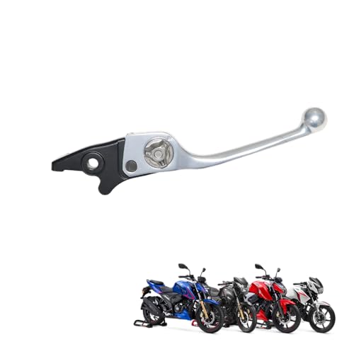 Image of TVS Bike Adjustable Brake Lever for BS6 RTR Bikes, Ajustable CAM for 3 Position, 14mm Travel, Handle Guard Aluminium Material, Silver