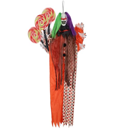 Prsildan Halloween Hanging Clown Decorations Outdoor Scary Animated Clown Halloween
