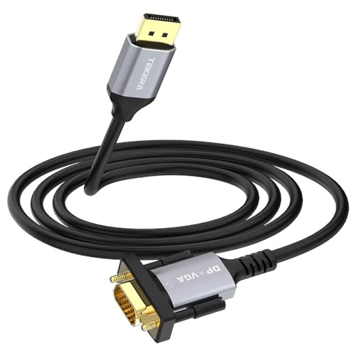 TEKERA DisplayPort to VGA Cable 1.8M, DP to VGA Adapter Cable, Male to Male Converter for PC, Laptop, Monitor, Projector – 1080P Full HD Compatible