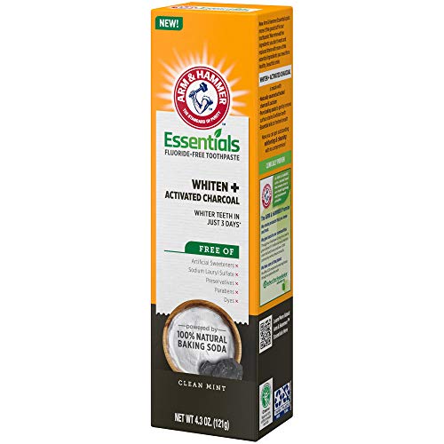 Arm & Hammer 40002 Essentials Fluoride-Free Toothpaste Whiten + Activated Charcoal-4 Pack Of 4.3Oz Tubes thumb #9