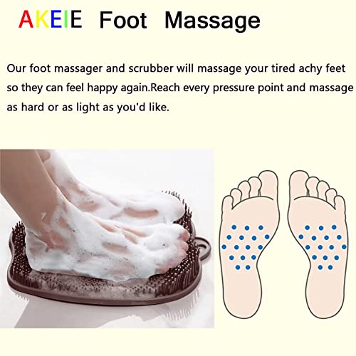Silicone Shower Foot Mat Large Foot Scrubber Massager For Bathroom Shower Floor With Non-Slip Suction Cups Exfoliation Improve Foot Blood Circulation Foot Massage And Reduce Foot Pain Unisex -Brown #TOP5