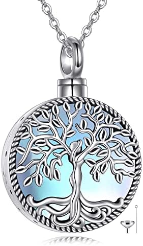 YAFEINI Urn Necklaces for Ashes Sterling Silver Heart Tree of Life/Elephant/Hummingbird Sunflower Cremation Jewelry for Ashes Heart Memory Jewelry for Women Men