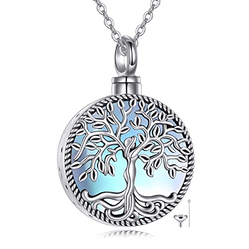 YAFEINI Collares de urna para cenizas, plata de ley, corazón, árbol de la vida, elefante, colibrí, girasol, joyería de cremación para cenizas, joyería de memoria para mujeres y hombres, Metal,
