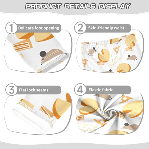 Mice and Cheesy Girls Leggings,Workout Leggings for Girls Toddler Athletic Leggings Size for 3-10T3