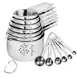 Personalized Stainless Steel Measuring Cups & Spoons Set, Custom Kitchen Tools with Wildflower & Name, Mothers's Day Gifts For Mom, for Cooking & Baking, Gifts for Mothers, Wives, Friends, Brides