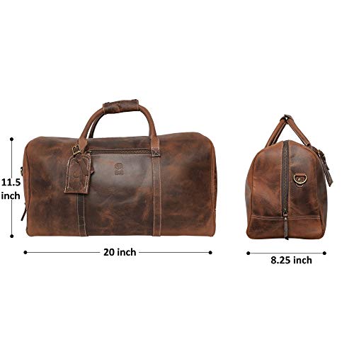 Handmade Leather Carry On Bag - Airplane Underseat Travel Duffel Bags By Rustic Town (Mulberry)