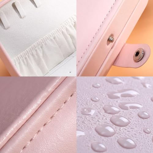 Amarme - Porta Joias Portátil em Couro com Botão | Organizador Premium para Anéis, Brincos, Colares