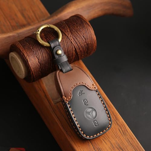 Image of keyzone dual leather key cover for Mercedes-Benz E-Class S-Class A-Class C-Class G-Class 2020 Onwards 4 button smart key