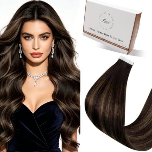 Hetto Real Tape in Hair Extensions for Women Invisible 20pcs 24 Inch 50g