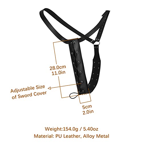 Hzman Medieval Renaissance Leather Sword Frog Sword Larp Costume Accessory Shoulder Strap Frog Sword Back Belt（Longsword Not Included） Black #TOP5