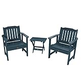 Highwood AD-KITCHGL1-NBE Lehigh (2) Garden Chairs with Folding Side Table, Nantucket Blue