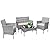 Devoko 4 Pieces Patio Porch Furniture Sets PE Rattan Wicker Chairs Beige Cushion with Table Outdoor Garden Patio Furniture Sets (Grey)