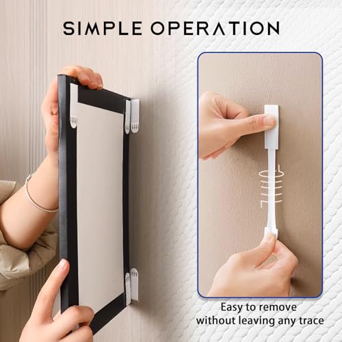 24 Paare (48 Streifen) Bilder Montage Strips, 16x70mm Poster Strips Klettband Selbstklebend, Rückstandsfreies, Keine Nägel mit Easy-Pull Tabs, Für Bilder, Rahmen, Spiegel, Wanddekoration (Weiß)