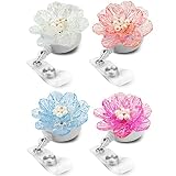 Qinsuee 4 Pack Flower ID Badge Holder, Lightweight Nurse RN Badge Holder Retractable Clip, Badge Ree