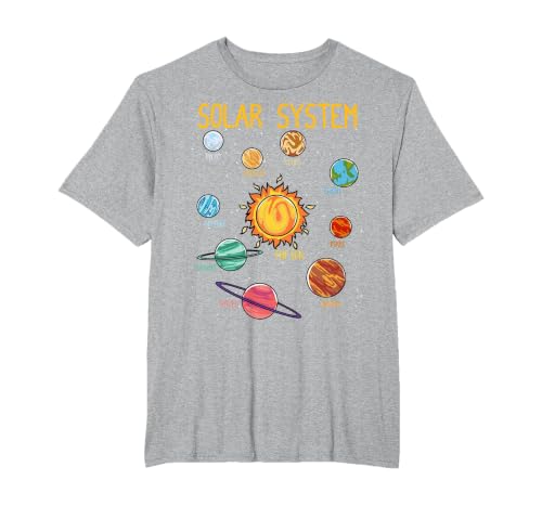 Solar System Planets Science Space Boys Girls STEM Kids T-Shirt, Men's Big and Tall, Heather Grey, 4X Tall
