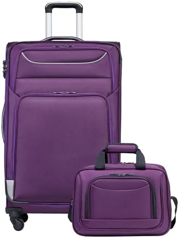 COOLIFE Großer Koffer Weichgepäck Trolley 80cm und 1 Große Umhängetasche | Stoffkoffer Reisekoffer TSA Schloss & 4 Spinner-Rolle, ultraleicht, 1200D wasserabweisendes – für Familie