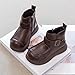 IWIHMIV Girls Ankle Boots Kids Fashion Booties with Side Zipper Outdoor Non Slip Warm Thick Sole Shoes for Toddler（Brown,1