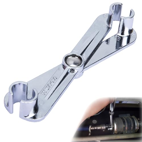 Fuel Line Disconnect Tool, 3/8 Inch and 5/16 Inch Metal Fuel Filter Removal Tool, Multi-Purpose Scissor Fuel Line Wrench Fittings for Fuel, Heater, and A/C Line Service, Universal for Most Vehicles