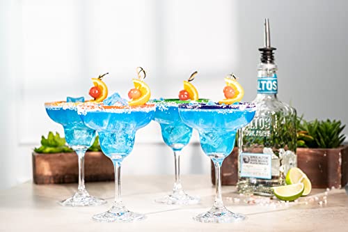 Glassique Cadeau 10 Oz Margarita Cocktail Glasses + Colorful Party Rims thumb #4