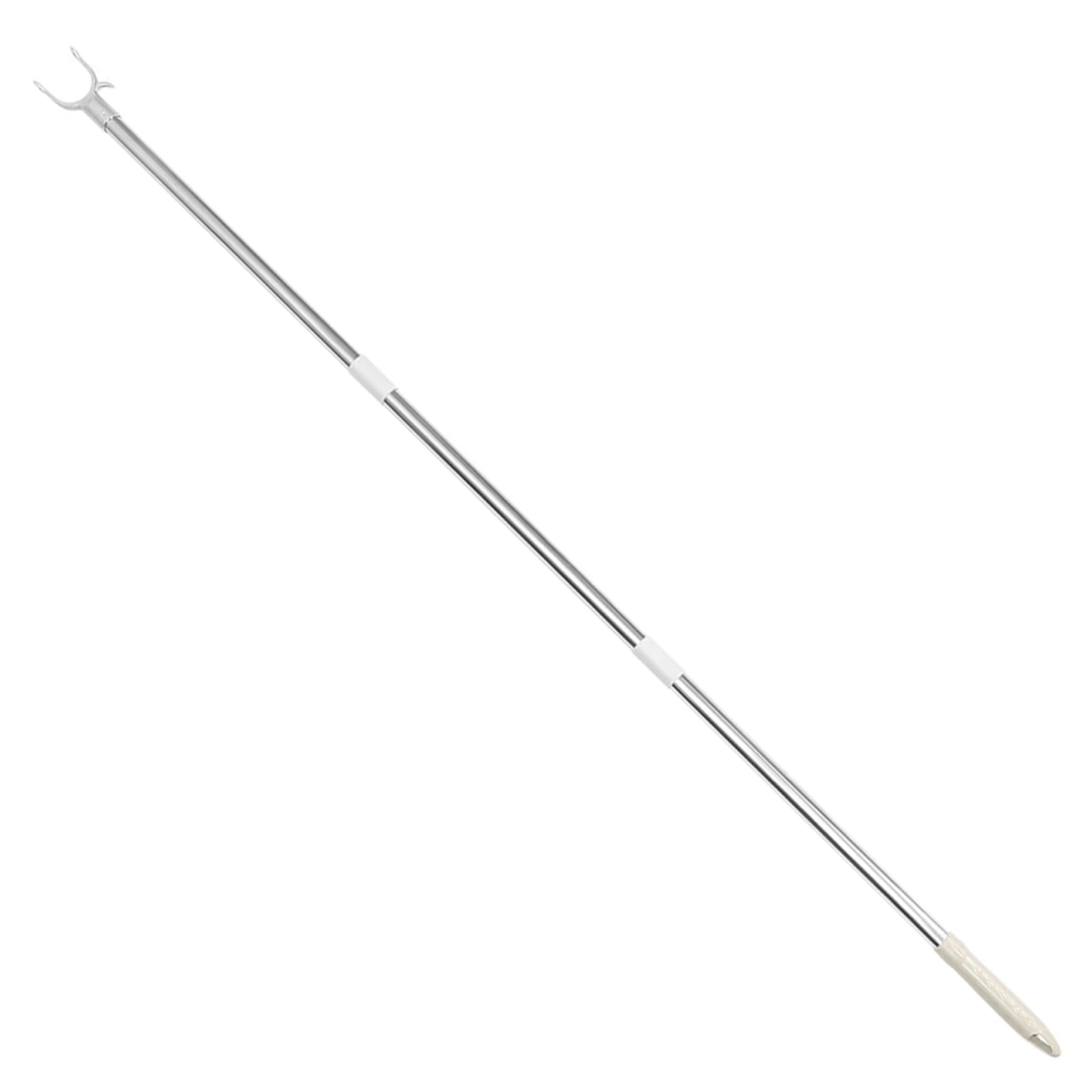 Nuelreva 51 Inch Clothesline Pole Telescoping Pole With Hook Stainless Steel Long Reach Closet With Hook ＆ Non-Slip Handle For Ceiling, Shelf Telescopic