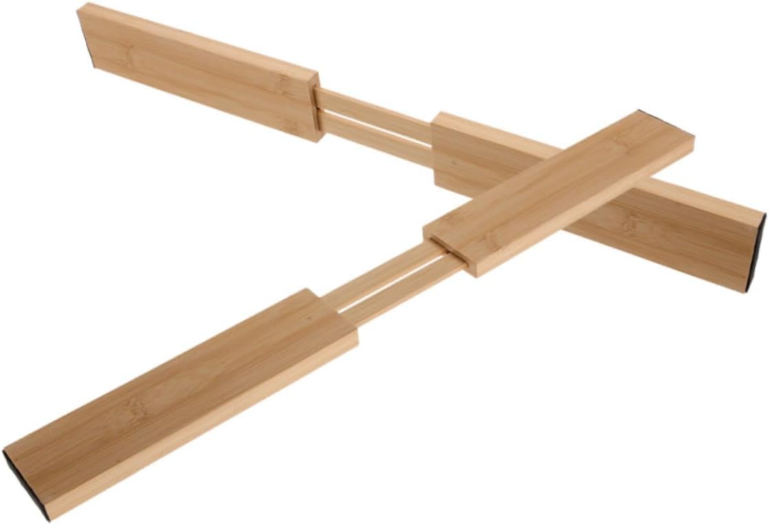 2pcs Bamboo Drawer Dividers for Kitchen Retractable Drawer Partition Expandable Separator Reusable Home Organization