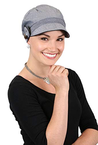 Newsboy Cap Summer Hats For Women Visor Chemo Headwear Cancer Hair Loss Head Coverings 100% Cotton For Small Heads Barcelona(Grey) #TOP10