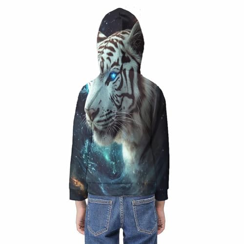 Pull à capuche tigre galactique 3D vêtement enfants 13-15 ans