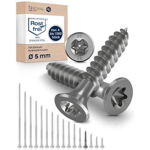 Edelstahl Holzschrauben V2A A2 Senkkopf Torx TX25 – Teilgewinde – 5x30 mm – 50 Stück – Universalschrauben Holz