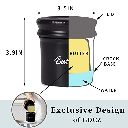Gdcz Butter Dish With Water Line, Farmhouse Ceramics French Butter Keeper Crock With Lid, Black #TOP1