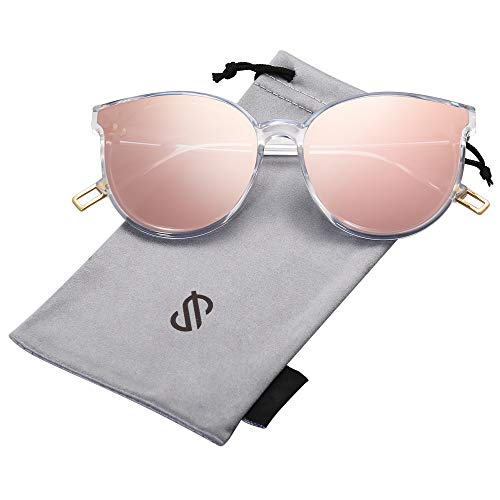 Sojos Fashion Round Sunglasses For Women Men Oversized Vintage Shades Sj2057, Clear/Pink #TOP1