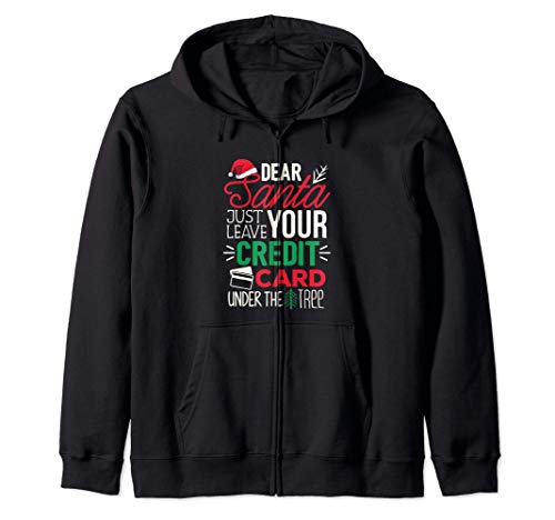 Funny Christmas Holiday shirt Santa leave your credit card Felpa con Cappuccio
