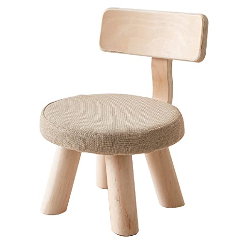 YLOVABLE 木製 ミニ スツール 子ども スツール 子供 いす 低い スツール 座面高さ20cm 背もたれかわいいスツール 木製脚立 コンパクト 家庭 幼稚園用 綿麻の生地 背もたれ付き 取り外し可能な布カバー