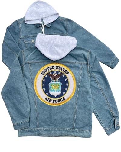 united states air force crest embroidered patch hood jean jacket military service mark Blue