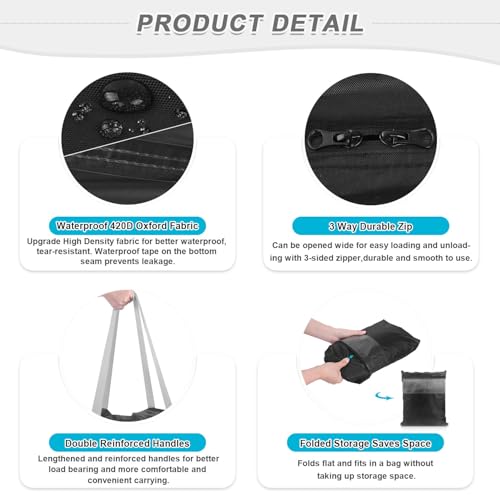 SIMPHAUS Aufbewahrungstasche Gartenauflagen Schutzhülle Polsterauflagen mit Reißverschluss,Auflagentasche Wasserdicht 420D Oxford Aufbewahrung für Sitzauflagen,Europaletten Polster 150x60x80cm