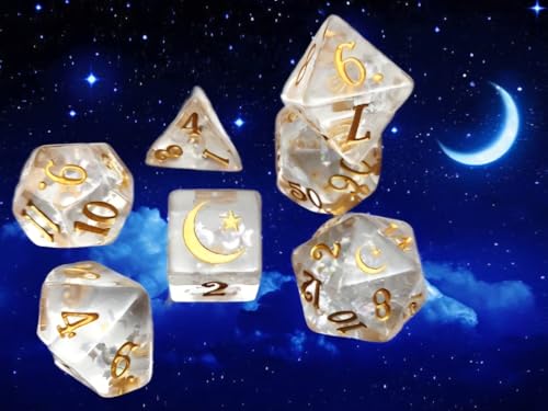 Moon Star Resin Dice Set for Dungeons and Dragons Polyhedral