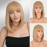 【Estilo de pelucas】La peluca FESHFEN 35 CM es una peluca bob elegante, recta y clásica de longitud media, con flequillo y acampanado hacia dentro en las puntas. Es una peluca de corte recto elegante y chic hecha a mano para darle un aspecto magnífico.