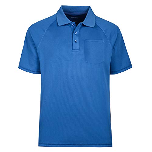 Tiheen Men's Moisture Wicking Short Sleeves Polo Shirt With Pocket (Blue 3Xl) #TOP19
